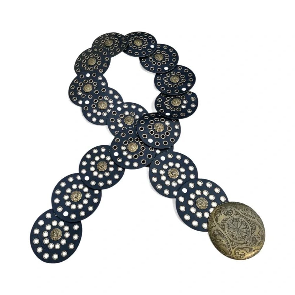 🆕 Concho Belt Wide Studded Leather Black